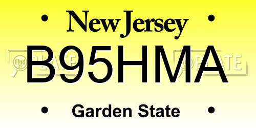 B95HMA New Jersey License Plate