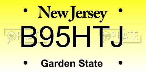 B95HTJ New Jersey License Plate