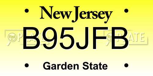 B95JFB New Jersey License Plate