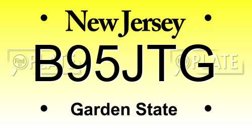 B95JTG New Jersey License Plate