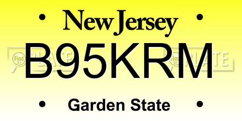 B95KRM New Jersey License Plate