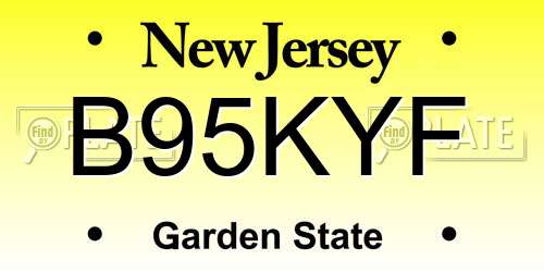 B95KYF New Jersey License Plate