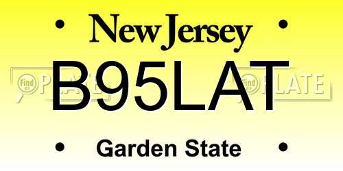 B95LAT New Jersey License Plate
