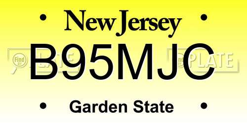 B95MJC New Jersey License Plate