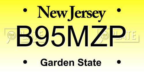 B95MZP New Jersey License Plate