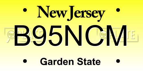 B95NCM New Jersey License Plate