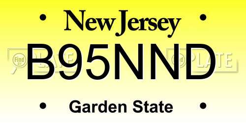 B95NND New Jersey License Plate