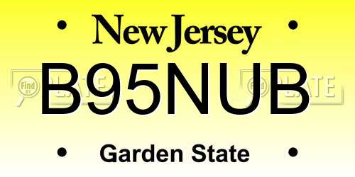 B95NUB New Jersey License Plate