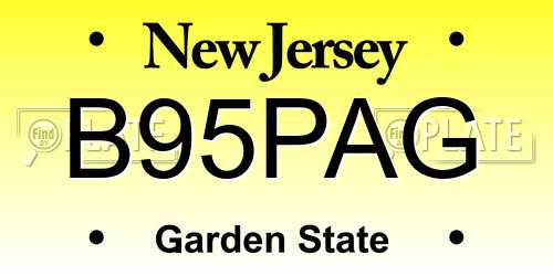 B95PAG New Jersey License Plate