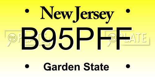 B95PFF New Jersey License Plate