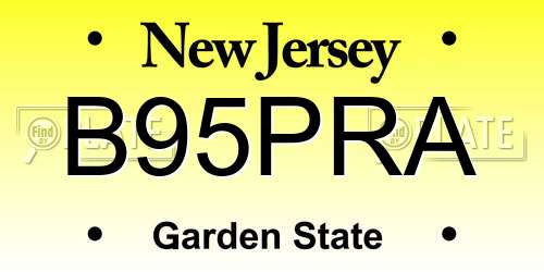 B95PRA New Jersey License Plate