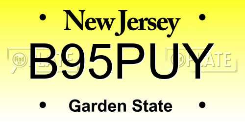 B95PUY New Jersey License Plate