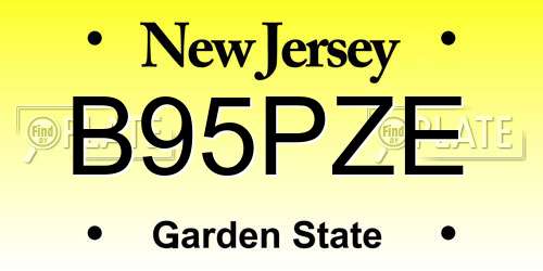 B95PZE New Jersey License Plate