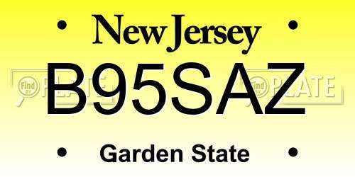 B95SAZ New Jersey License Plate