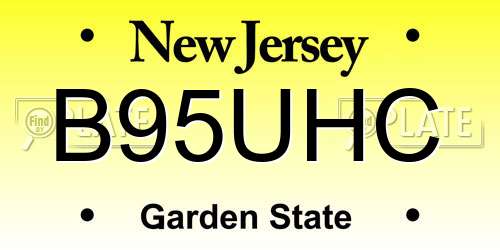 B95UHC New Jersey License Plate