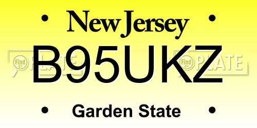 B95UKZ New Jersey License Plate