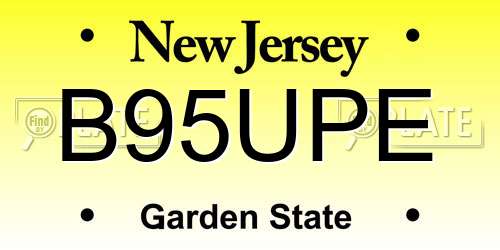 B95UPE New Jersey License Plate