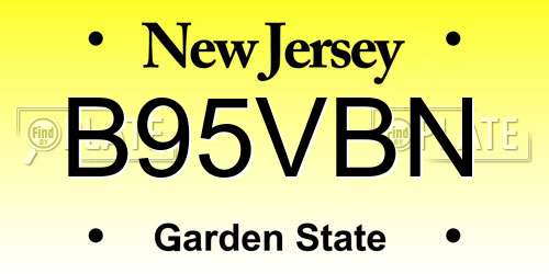B95VBN New Jersey License Plate