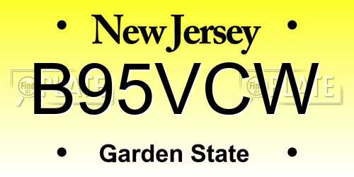 B95VCW New Jersey License Plate