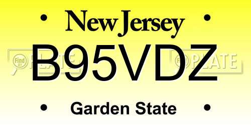 B95VDZ New Jersey License Plate