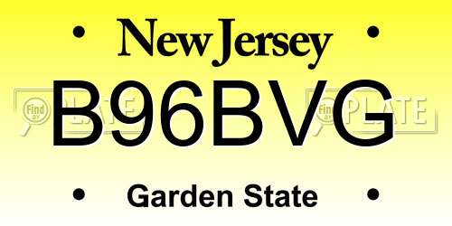 B96BVG New Jersey License Plate