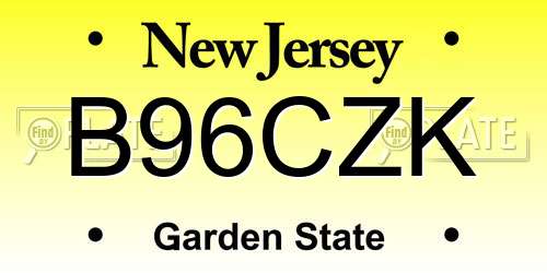 B96CZK New Jersey License Plate