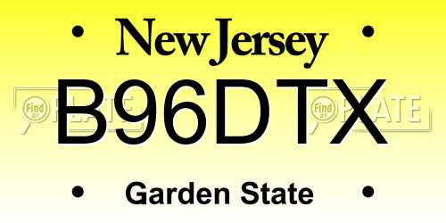 B96DTX New Jersey License Plate