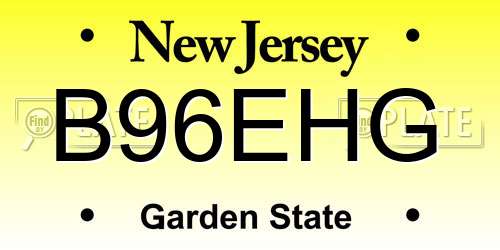 B96EHG New Jersey License Plate