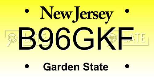 B96GKF New Jersey License Plate