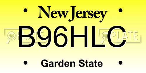 B96HLC New Jersey License Plate