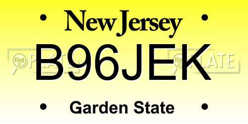 B96JEK New Jersey License Plate