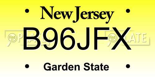 B96JFX New Jersey License Plate