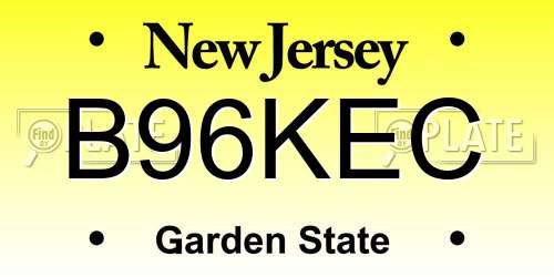 B96KEC New Jersey License Plate