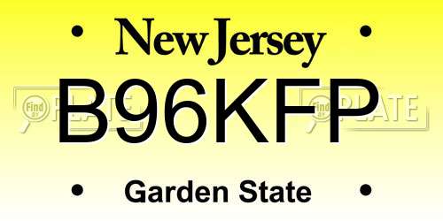 B96KFP New Jersey License Plate