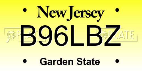 B96LBZ New Jersey License Plate