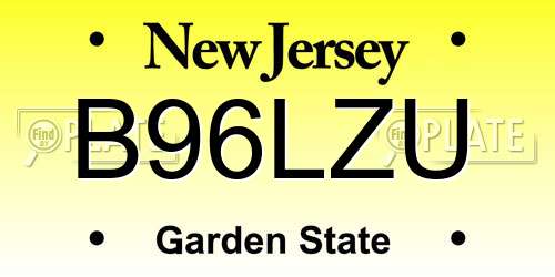 B96LZU New Jersey License Plate