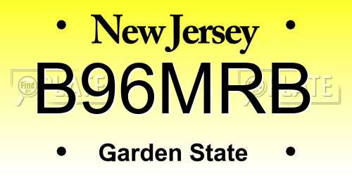 B96MRB New Jersey License Plate