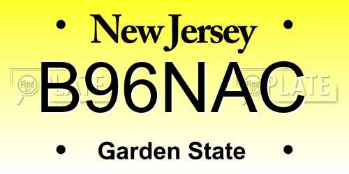 B96NAC New Jersey License Plate