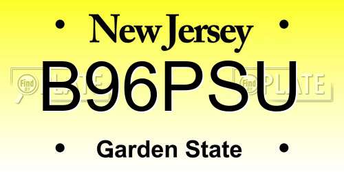 B96PSU New Jersey License Plate