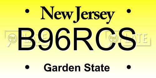 B96RCS New Jersey License Plate