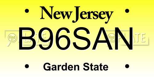 B96SAN New Jersey License Plate