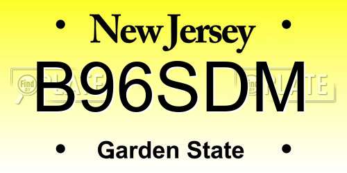 B96SDM New Jersey License Plate