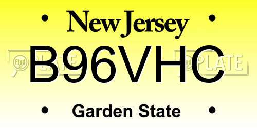 B96VHC New Jersey License Plate