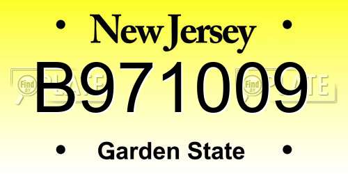 B971009 New Jersey License Plate