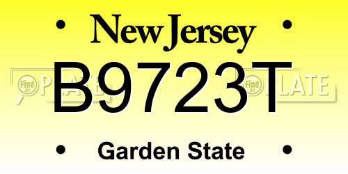 B9723T New Jersey License Plate