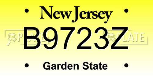 B9723Z New Jersey License Plate