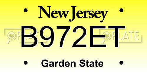 B972ET New Jersey License Plate