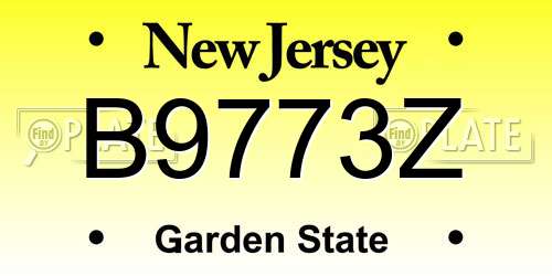 B9773Z New Jersey License Plate