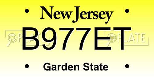 B977ET New Jersey License Plate
