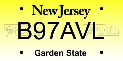 B97AVL New Jersey License Plate